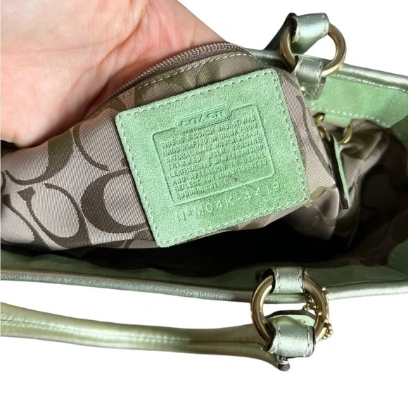 Coach Limited Edition Metallic Green Woven Handbag - Picture 9 of 9